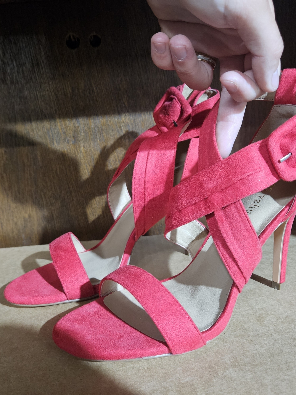 Suede Strappy High Heel Sandals - Hot Pink